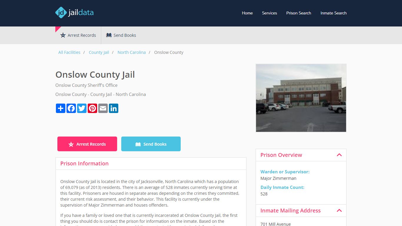 Onslow County Jail Inmate Search and Prisoner Info - Jacksonville, NC